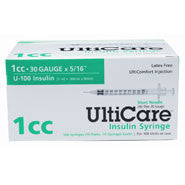 Ulticare U-100 Insulin Syringe, 1cc 30g X 5/16", 100/box (md-17408)