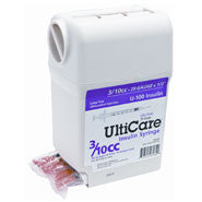 Ultiguard Ulticare U-100 Insulin Syringe 3/10cc, 29g X 1/2", Syringe Dispenser And Sharps Container, Box Of 100 (md-17414)