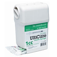 Ultiguard Ulticare U-100 Insulin Syringe 1cc, 30g X 5/16", Syringe Dispenser And Sharps Container, Box Of 100 (md-17419)