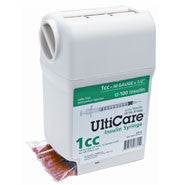 Ultiguard Ulticare U-100 Insulin Syringe 1cc, 30g X 1/2", Syringe Dispenser And Sharps Container, Box Of 100 (md-17422)