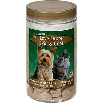 Naturvet Love Drops Skin & Coat, 200 Chewable Tablets