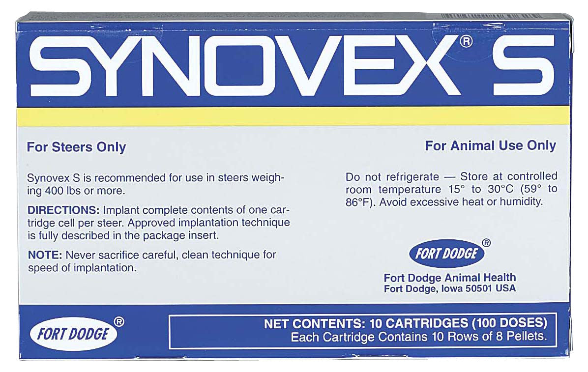 Synovex S Steer Implants, 10 X 10 Cartridges [100 Doses]