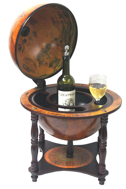 Turin 16-1/2" Diameter Italian Replica Tabletop Legged Globe Bar