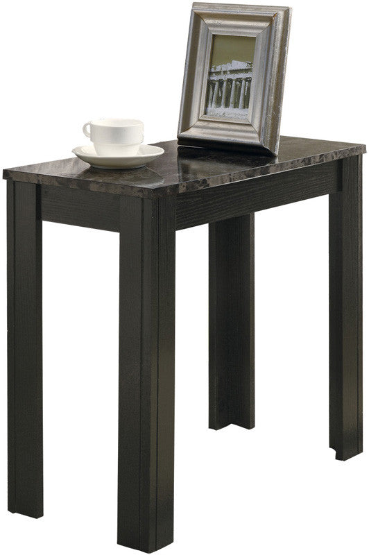 Monarch Specialties I 3112 Black / Grey Marble Accent Side Table
