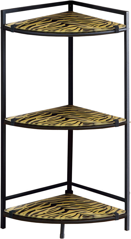 Monarch Specialties I 3121 Black Metal 30"h Accent Table With Tiger Tempered Glass