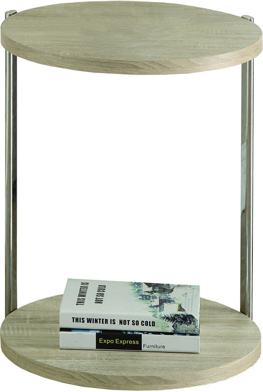Monarch Specialties I 3202 Natural Reclaimed-look / Chrome Metal Accent Table