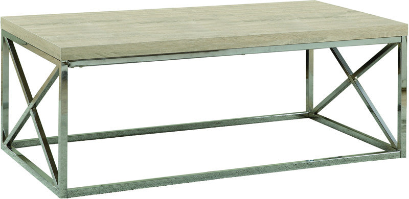 Monarch Specialties I 3208 Natural Reclaimed-look / Chrome Metal Cocktail Table