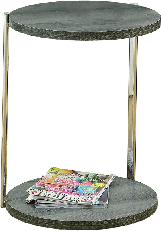 Monarch Specialties I 3252 Dark Taupe Reclaimed-look / Chrome Metal Accent Table