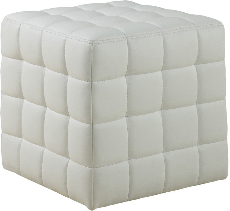 Monarch Specialties I 8978 White Leather-look Ottoman