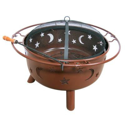Fireside Escapes Stars And Moon Rusty Brown Steel Fire Pit (mw1142)