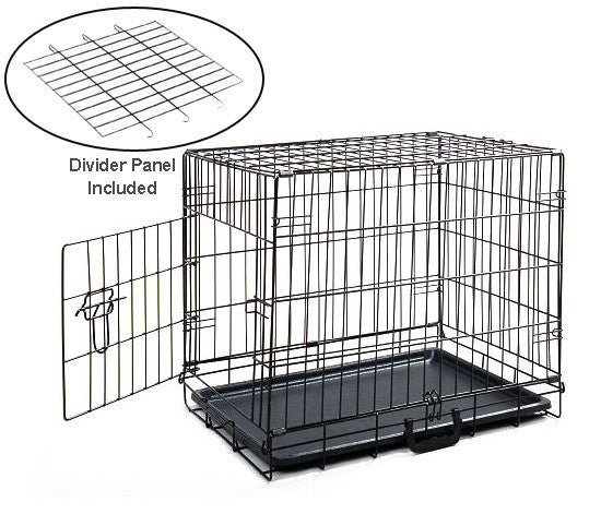 Mdog2 Cr0001s-blk Folding Metal Dog Crate With Divider Panel - 24" X 18" X 20"