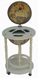 Classic 16th Century Italian Style 17-1/2" Diameter Floor Globe Bar - White