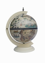 Classic Turin Italian Style 13" Diameter Tabletop Globe Bar - White