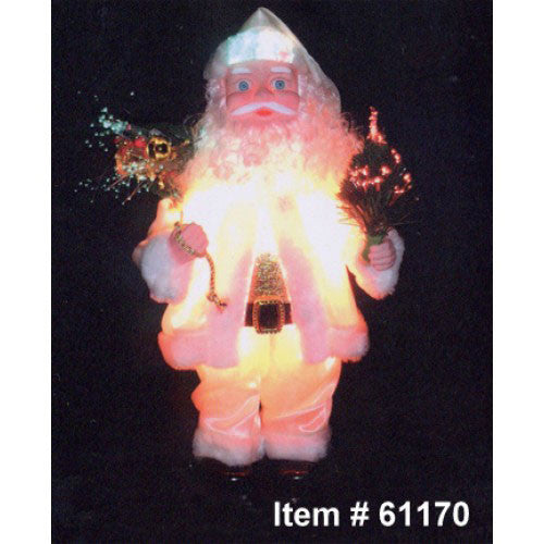 20" Light Up Animated Santa Christmas Figurine W/ Fiber Optic Strands