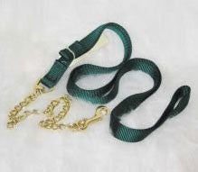 Nylon Lead With Chain & Snap - Hunter Green (17d24 Dg)