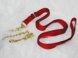 Nylon Lead With Chain & Snap - Red 7 Ft (17d24 Rd)