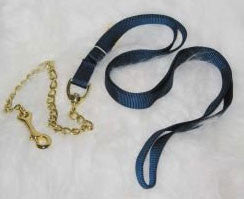 Nylon Lead With Chain & Snap - Navy 7 Ft (17d24 Nv)