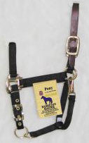 Adjustable Halter W/ Leather Headpole & Snap - Black Pony (3dlas Pobk)