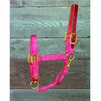 8-11 Nylon Adjustable Leather Headpole Horse Halter - Red Average (1dalss Avrd)