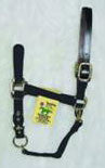 3-5 Adjustable Horse Halter With Leather Headpole - Black Yearling (1dalss Yrbk)