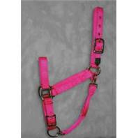 Nylon Adjustable Chin Horse Halter W/ Snap - Hot Pink Average (1das Avhp)