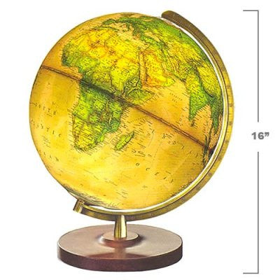 National Geographic Globes 15 34 53s The Voyage - 14" Diameter Illuminated Brown Ocean Globe With Wood Table Top Stand
