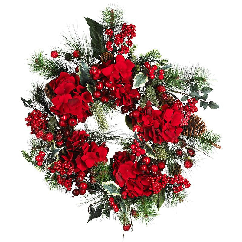 22" Hydrangea Holiday Wreath