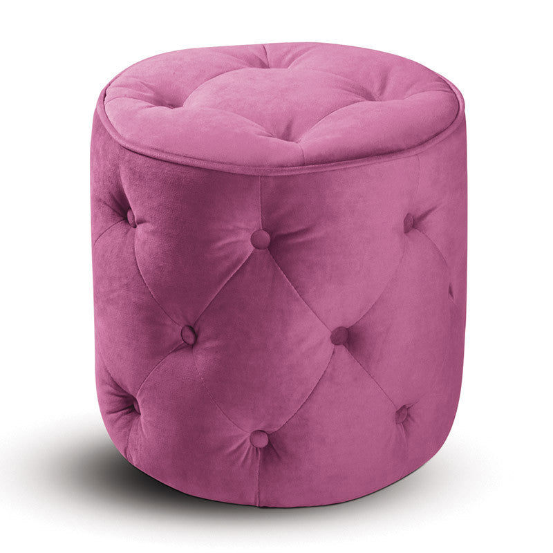 Office Star Ave Six Cvs905-p18 Curves Tufted Round Ottoman In Pink Velvet