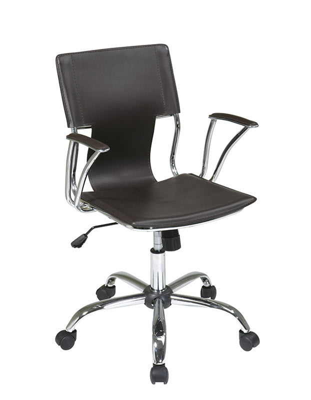 Office Star Ave Six Dor26-es Dorado Office Chair With Fixed Padded Arms And Chrome Finish In Espresso