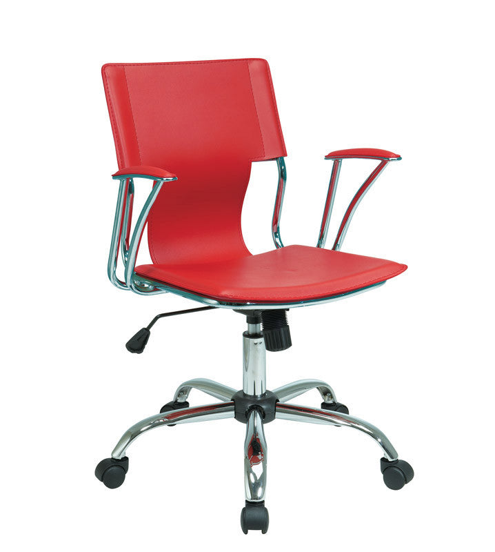 Office Star Ave Six Dor26-rd Dorado Office Chair With Fixed Padded Arms And Chrome Finish In Red