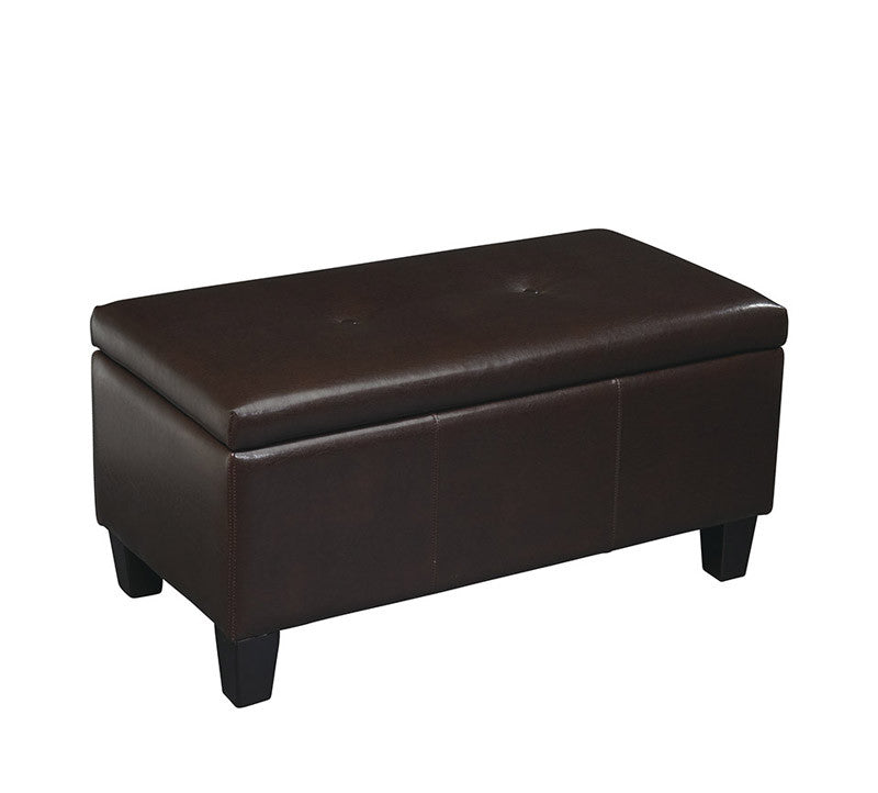 Office Star Ave Six Dtr2036-ebd Detour Storage Bench In Espresso Eco Leather