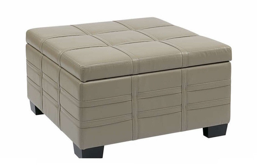 Office Star Ave Six Dtr3030s-cmbd Detour Strap Ottoman With Tray In Cream Eco Leather