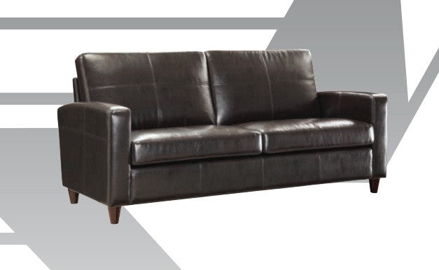 Office Star Osp Furniture Sl2813-ec3 Black Eco Leather Sofa With Espresso Finish Legs