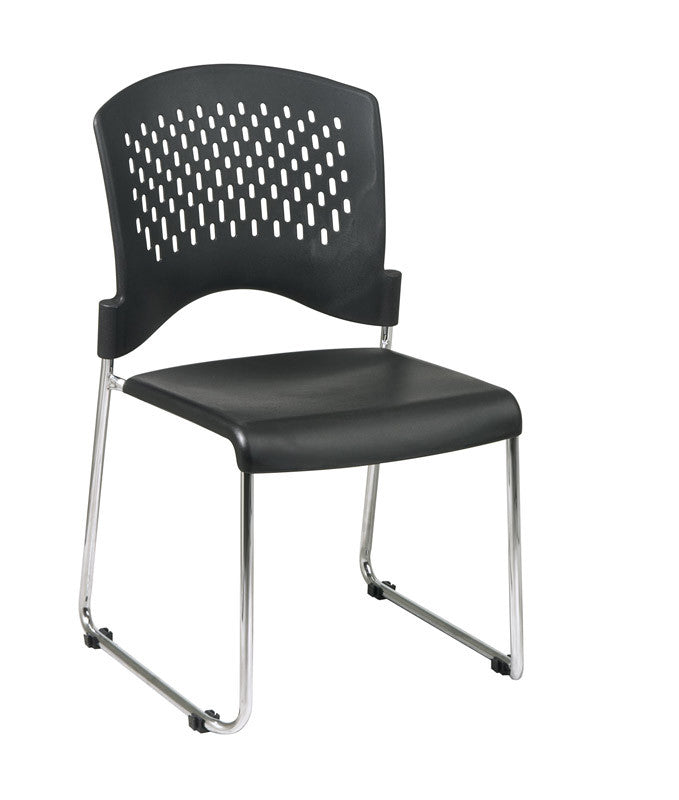 Office Star Work Smart Stc865c30-3 Sled Base Stack Chair With Plastic Seat And Back. 30 Pack, Ships With Dolly.