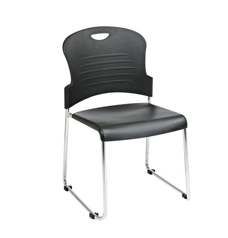 Office Star Work Smart Stc866c30-3 Black Stack Chair With Sled Base With Plastic Seat And Back. Black. 30 Pack. Ships With Dolly.
