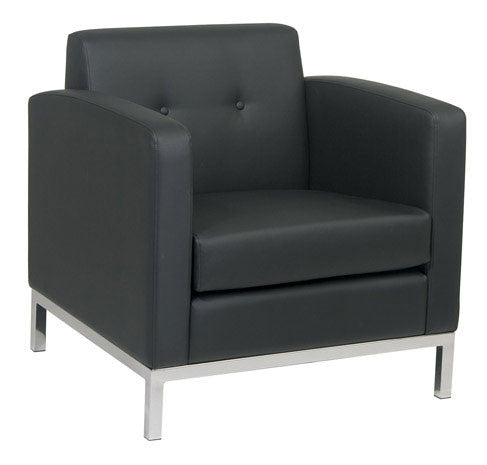 Office Star Ave Six Wst51a-b18 Wall Street Arm Chair In Black Faux Leather
