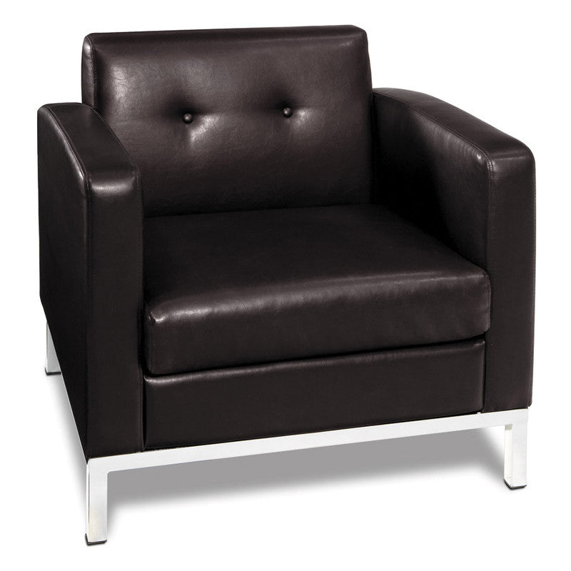 Office Star Ave Six Wst51a-e34 Wall Street Arm Chair In Espresso Faux Leather