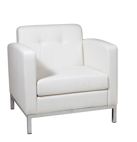 Office Star Ave Six Wst51a-w32 Wall Street Arm Chair In White Faux Leather