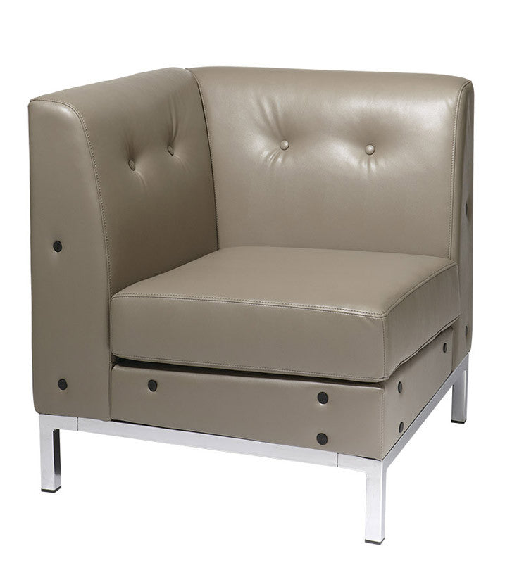 Office Star Ave Six Wst51c-u22 Wall Street Corner Chair In Smoke Faux Leather