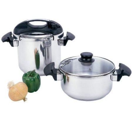 B&f System Ktpcst4 Precise Heat T304 Stainless Steel 4pc Pressure Cooker Set