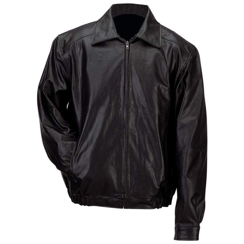 B&f System Gfbslxl Gianni Collani Mens Solid Genuine Leather Bomber-style Jacket