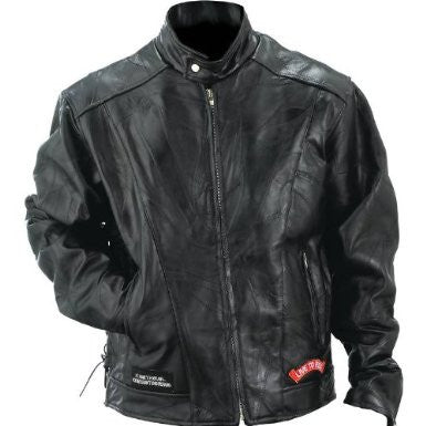 B&f System Gfmotl Diamond Plate Rock Design Genuine Buffalo Leather Motorcycle Jacket