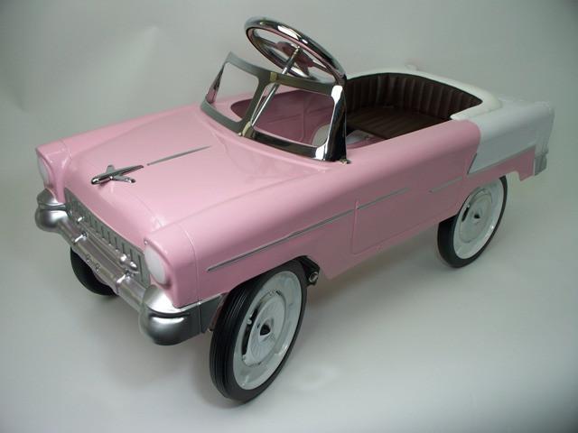 55 Classic Convertible Pedal Car: Pink And White 55p