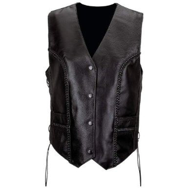 B&f System Gfvltr2x Diamond Plate Ladies Solid Genuine Leather Vest