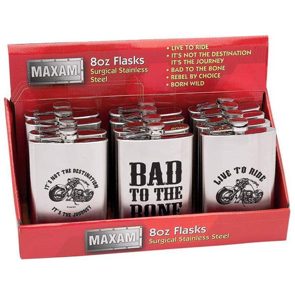 Maxam® 12pc 8oz Stainless Steel Flasks In Countertop Display