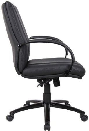 Boss Office Products Aele62b-bk Aaria Collection Elektra Mid Back Executive Chair / Black Finish / Black Upholstery
