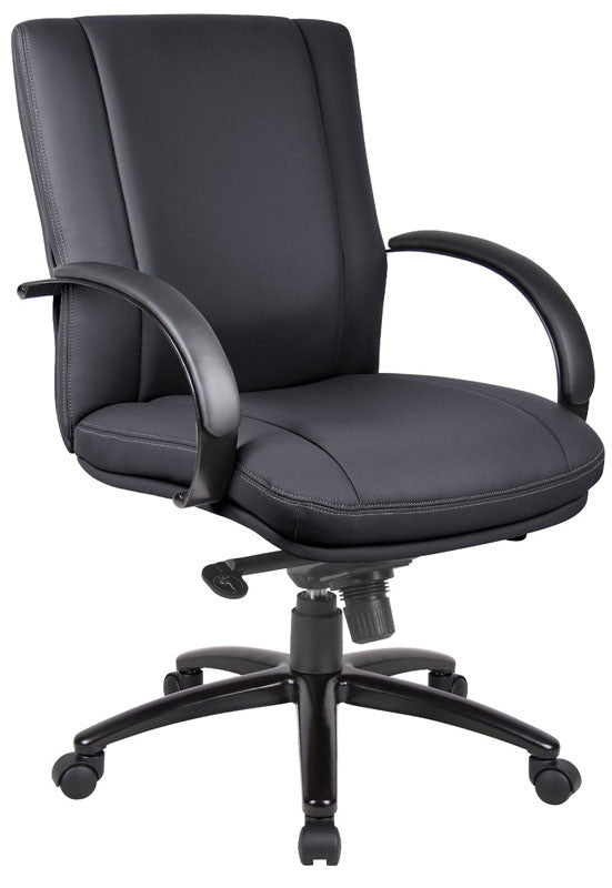 Boss Office Products Aele65b-bk Aaria Collection Elektra Mid Back Executive Chair / Black Finish / Black Upholstery/ Knee Tilt