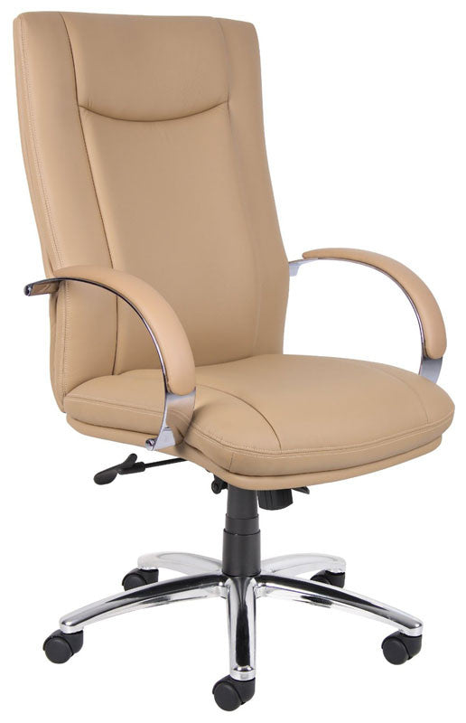 Boss Office Products Aele72c-tn Aaria Collection Elektra High Back Executive Chair / Chrome Finish / Tan Upholstery