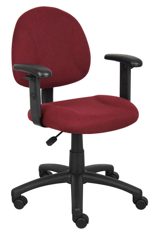 Boss Office Products B316-by Boss Burgundy Deluxe Posture Chair W/ Adjustable Arms