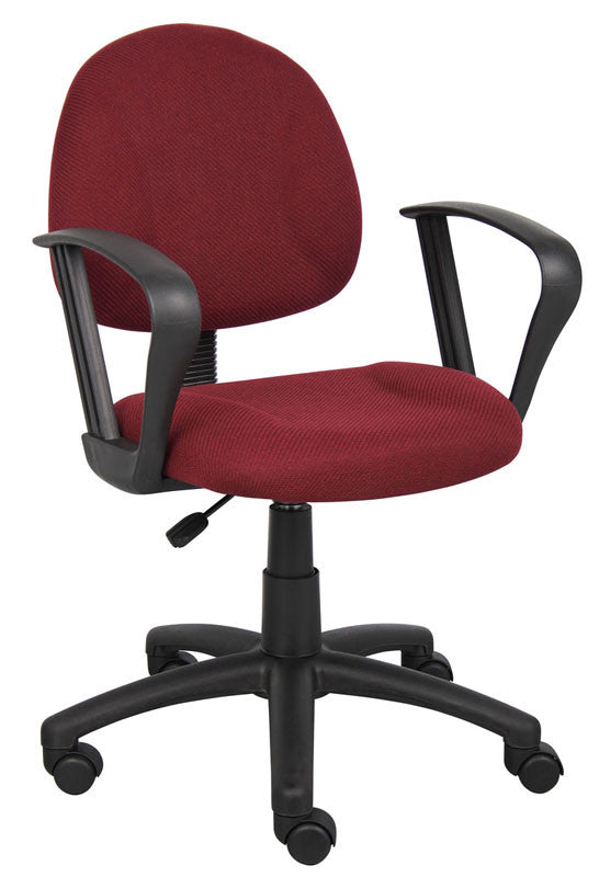 Boss Office Products B317-by Boss Burgundy Deluxe Posture Chair W/ Loop Arms